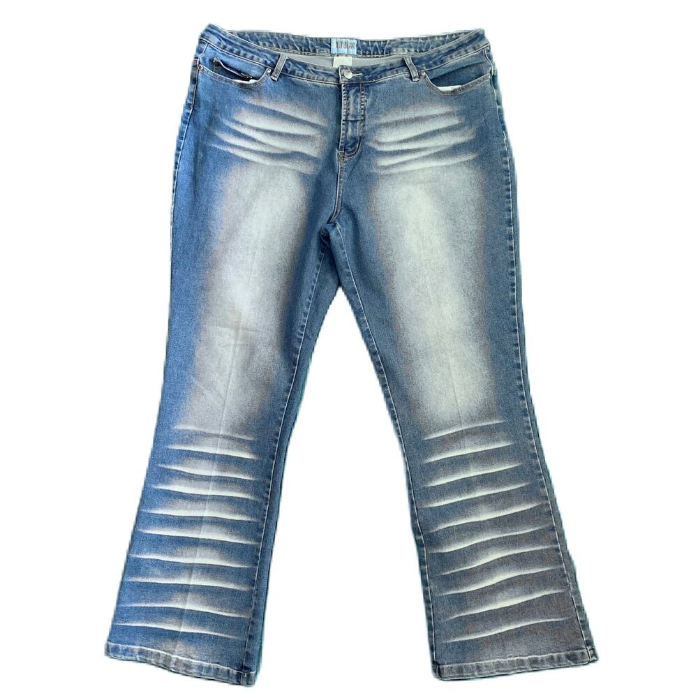 Extreme Limit Y2K Medium Washed Distressed Bootcut Denim Jeans Womens SZ 23